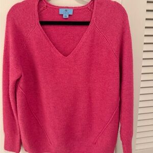 CeCe Women's Vibrant Pink V-Neck Sweater